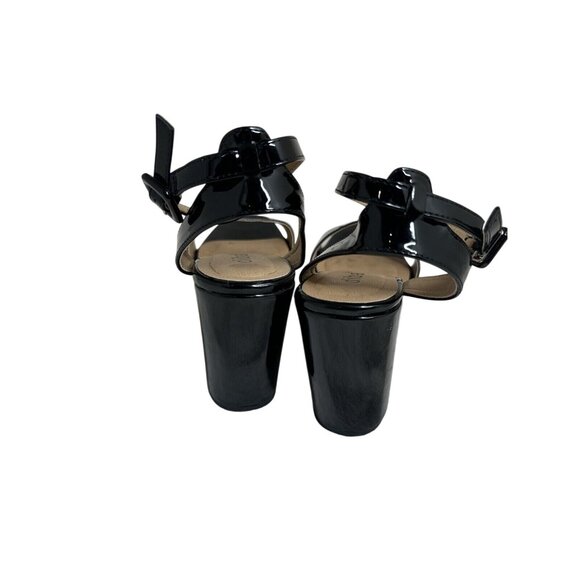 Diba Black Patent Leather Open Toe Wedge Sandals Size 10 M - Picture 6 of 7